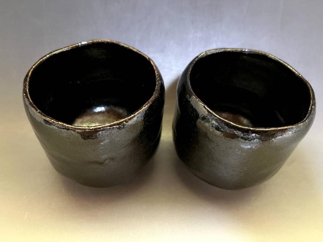 茶碗■黒楽 和楽 小茶碗 京焼 黒釉 小さい抹茶碗 お茶道具 時代物 骨董品■