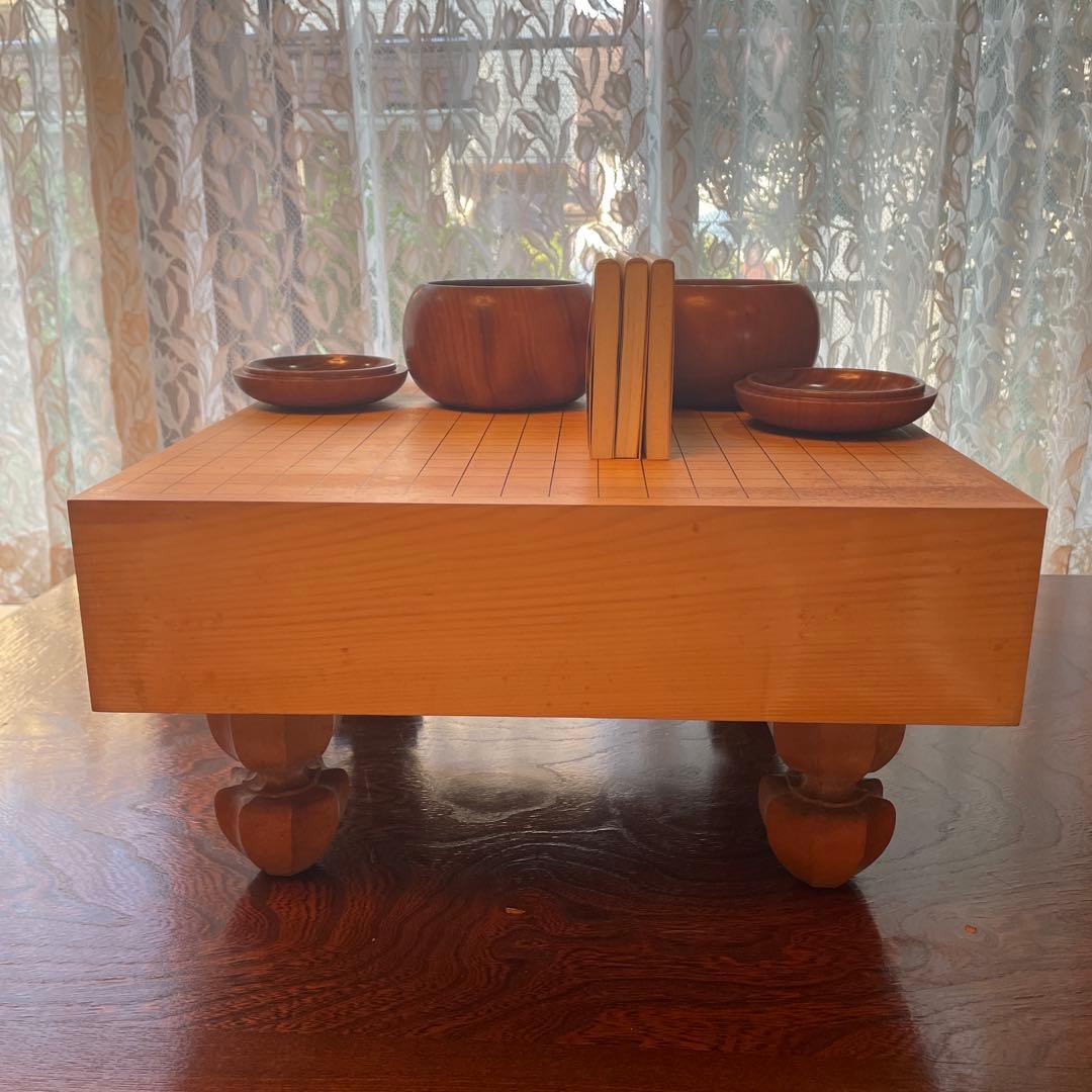 木製囲碁盤セット（碁石・教本付き）木製　囲碁盤　碁石セット　へそ　脚付