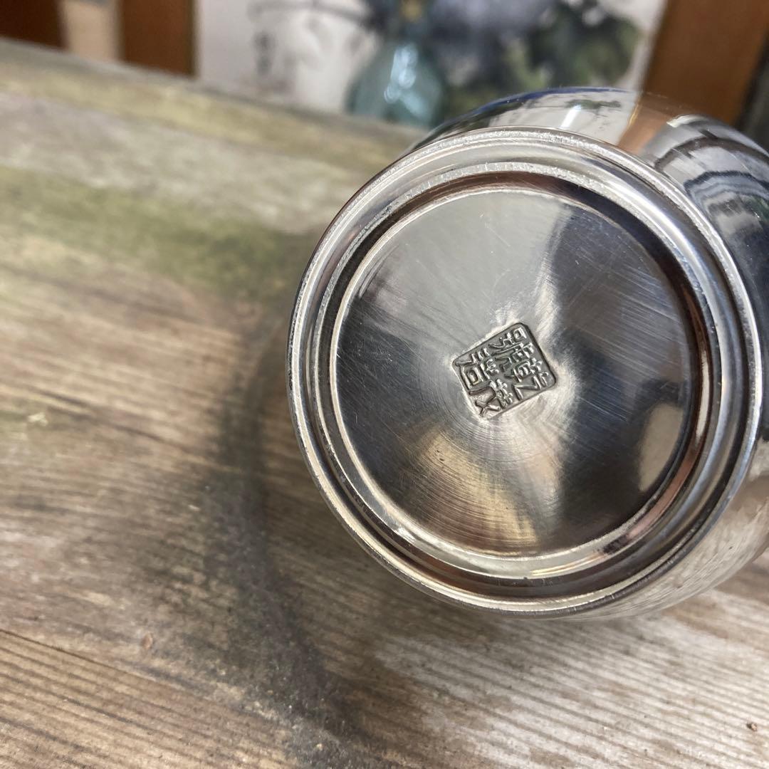 煎茶道具 茶壺 錫製 乾茂號造 茶入 在銘 約290g