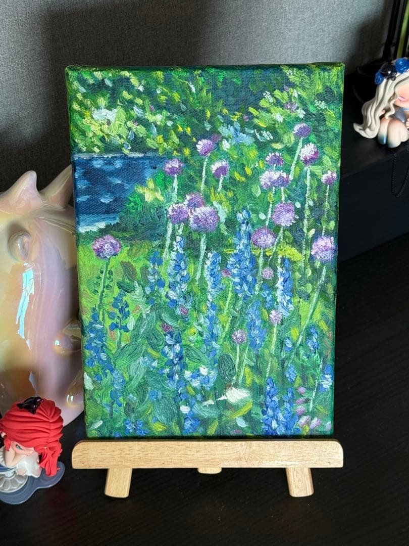 「ガーデンの午後」　手描き　油絵　風景画　原画　油彩画