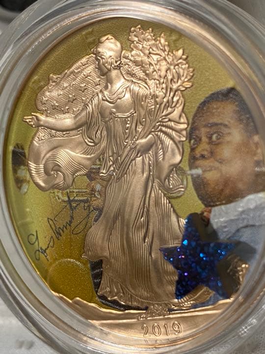 2019　アメリカンイーグル　リバティ　ルイアームストロング　天然石　銀貨