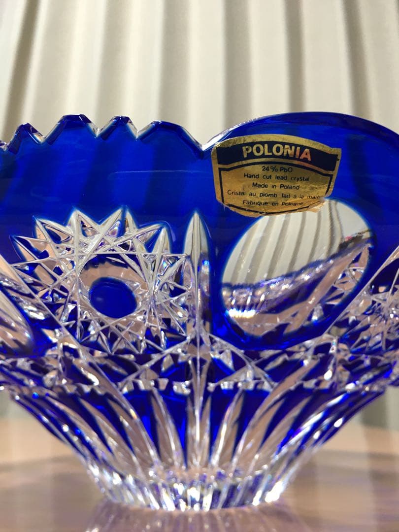 ポロニア　クリスタルガラス　切子　フルーツ盛鉢　大鉢　ポーランド製　果物盛鉢