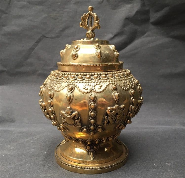 銅器 八宝缶 招財 聚宝缶 鎮宅 辟邪 開運 風水 置物 工芸品