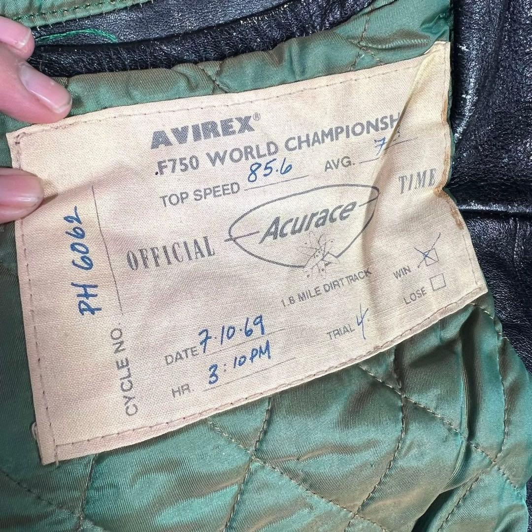 AVIREX レザージャケット ワッペン ブラック 黒 S 裏地キルティング