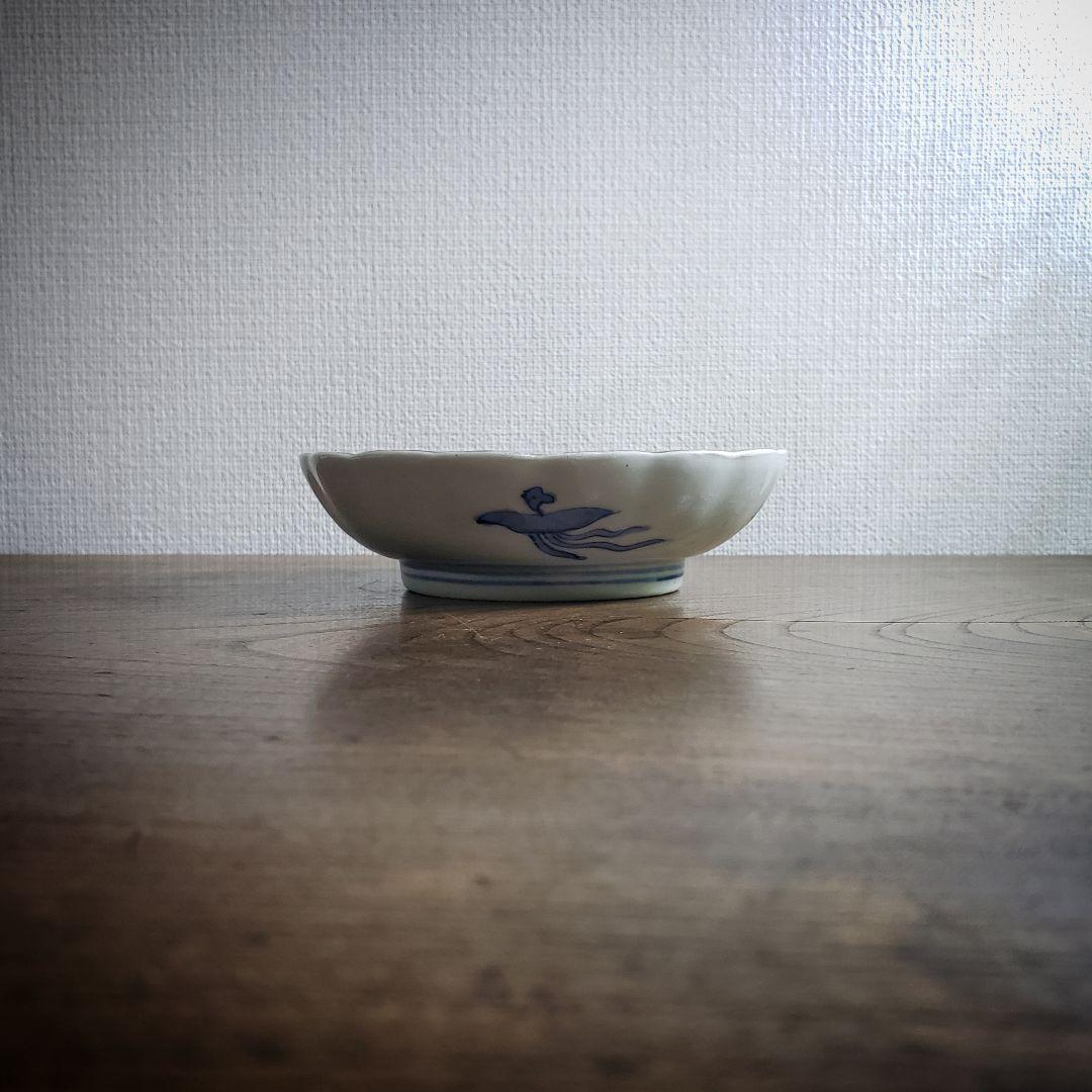 皿 色絵 金彩 牡丹唐草 鶴丸文 二重角富 宝尽くし 桐文花弁縁 古伊万里 ロ号