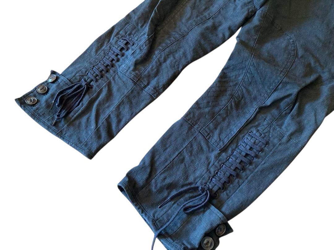 ARTS&SCIENCE ブラック インディゴリネン ジョッパーズパンツ