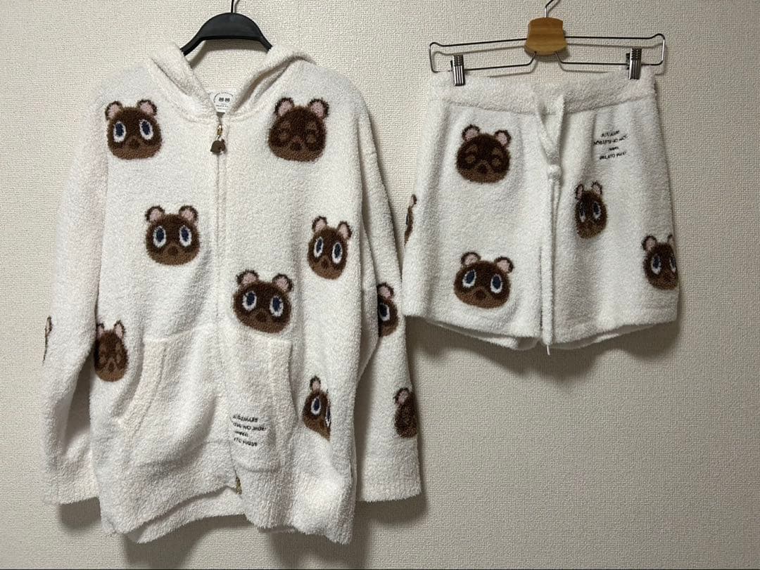 ジェラートピケ　どうぶつの森 つぶまめジャガードパーカー&ショートパンツSET