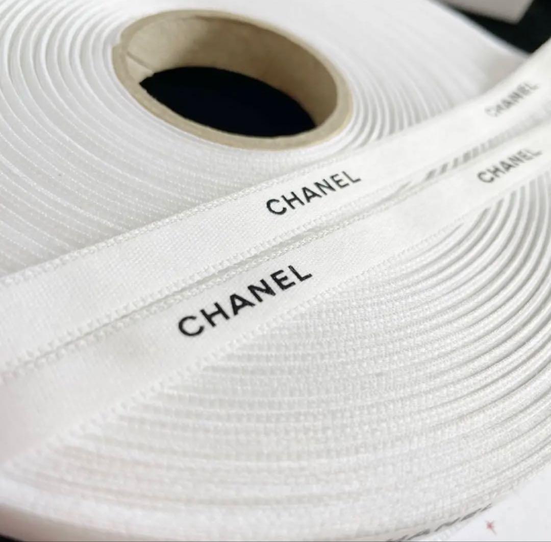 【CHANEL】1ロール/シャネルリボン★☆白色1cm幅×100m