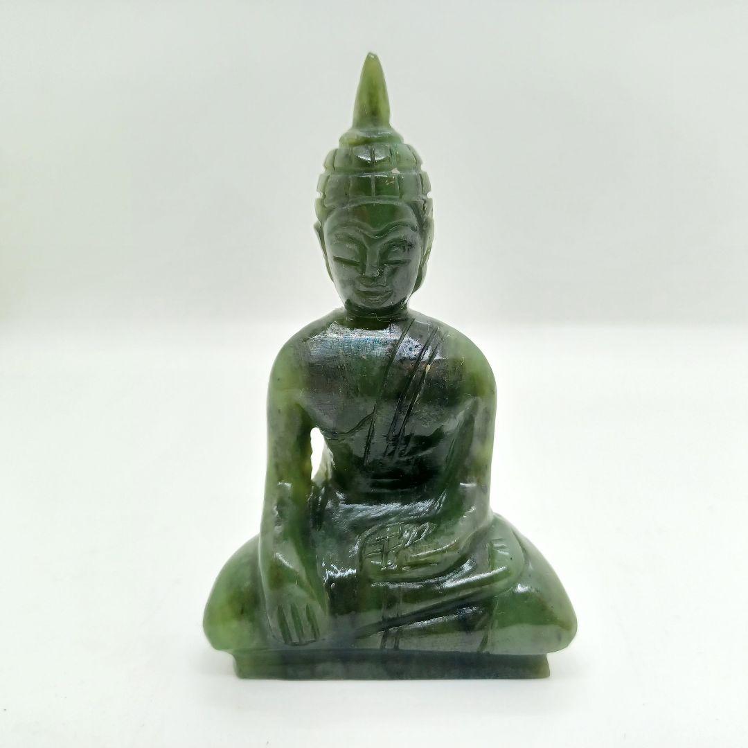 【新品】天然 本翡翠 仏像 彫刻品 宝石 全長8cm