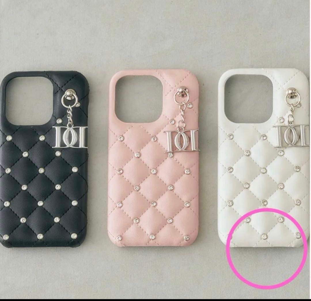 Darich キルティングビジューDDチャームiPhoneケース　16 白