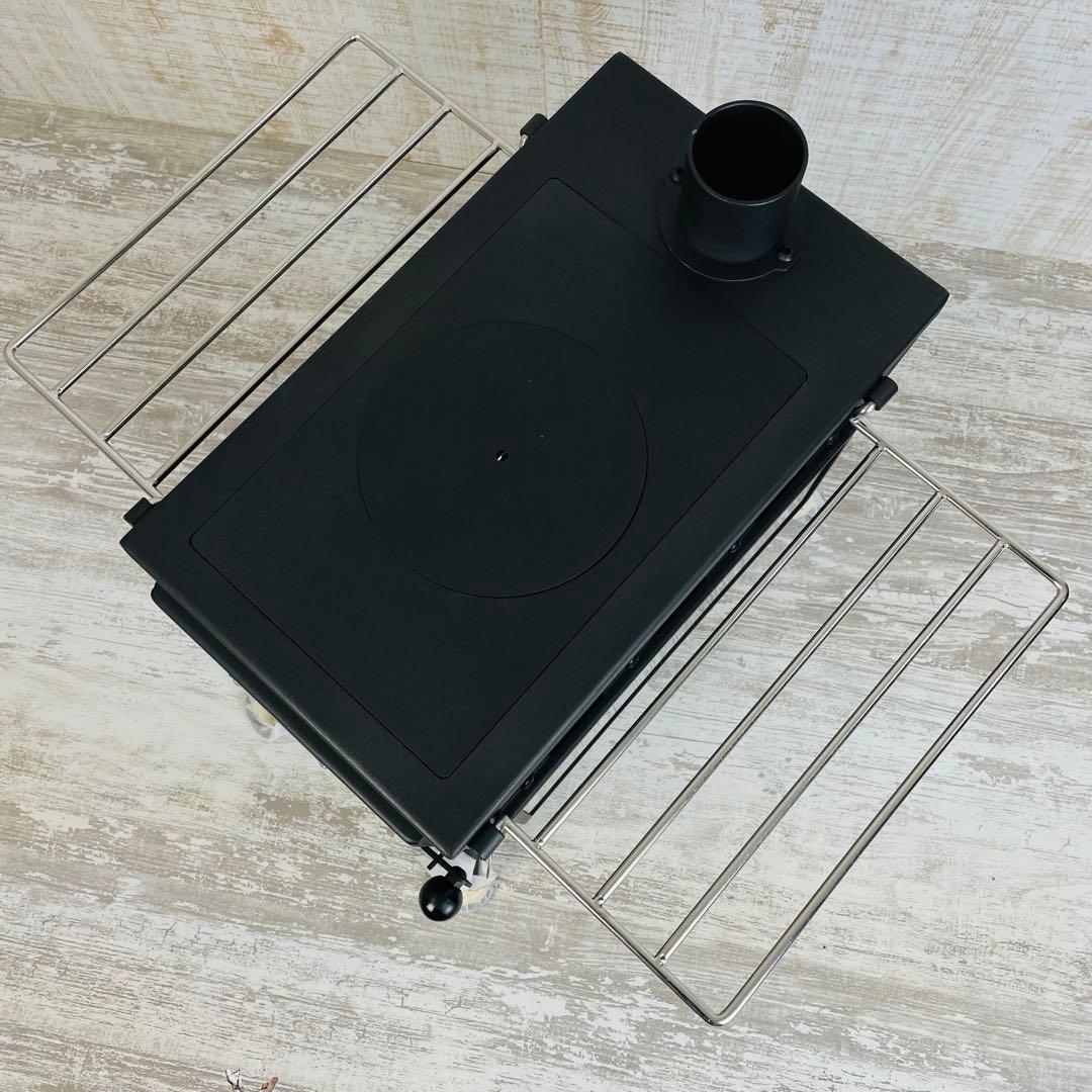 【極美品】FUTURE FOX 薪ストーブ　3面ガラス折りたたみ式　煙突ガード付