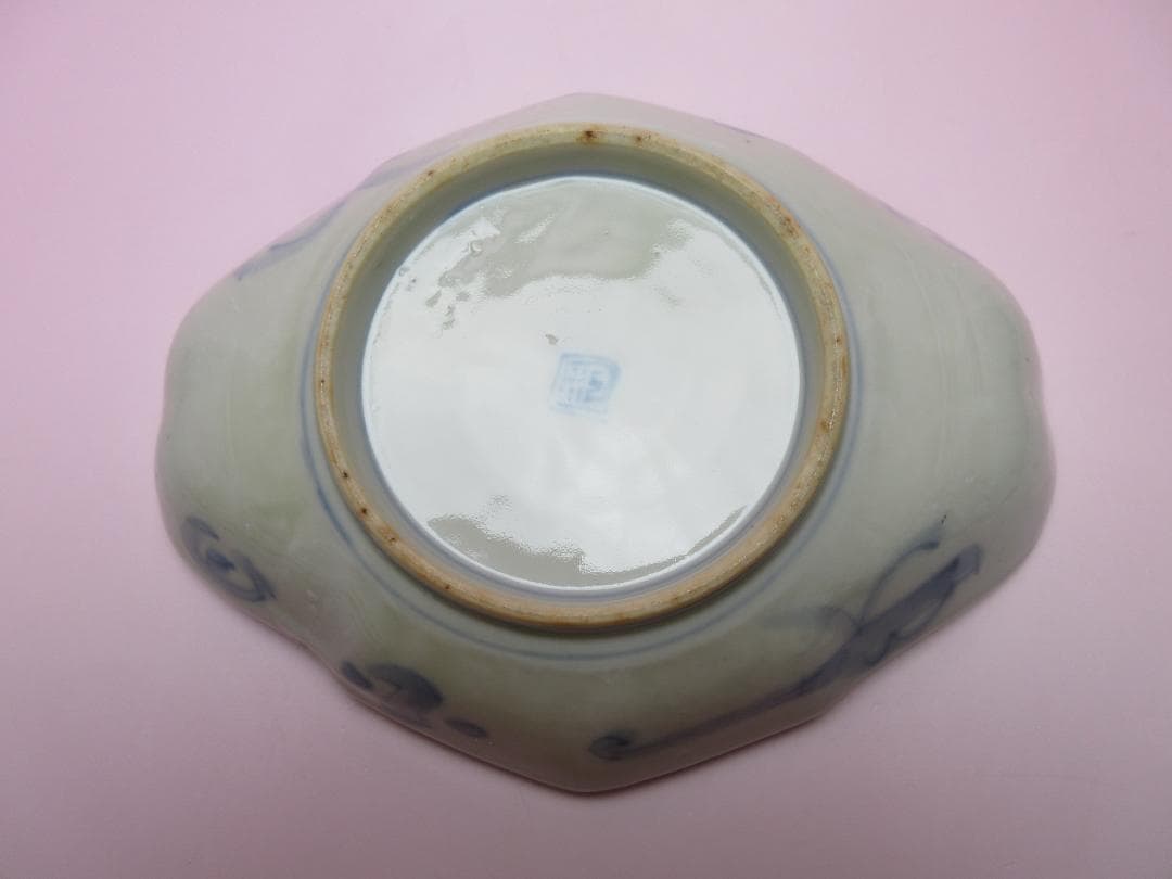 時代 色絵 菱形 蝶紋 刺身皿 向付 5客 アンティーク 古伊万里 70506