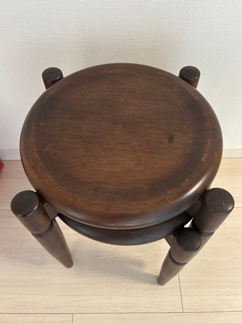 高級民芸家具 旭川遊木民 国産ニレ材使用 スタッキング スツール2脚 北欧風