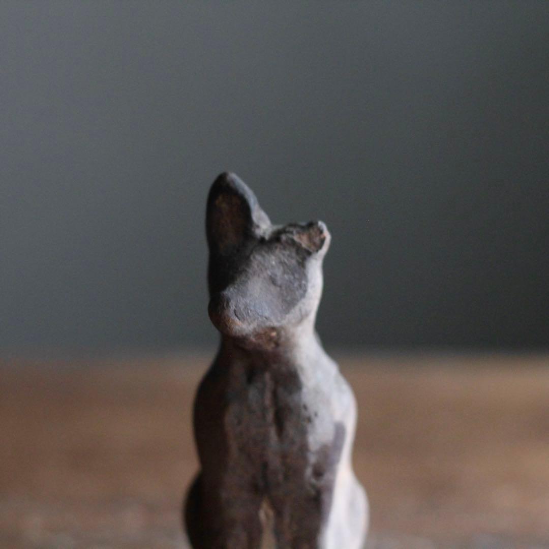 古作 土人形 お稲荷様 片耳欠け 郷土人形 民芸 古道具 アンティーク オブジェ