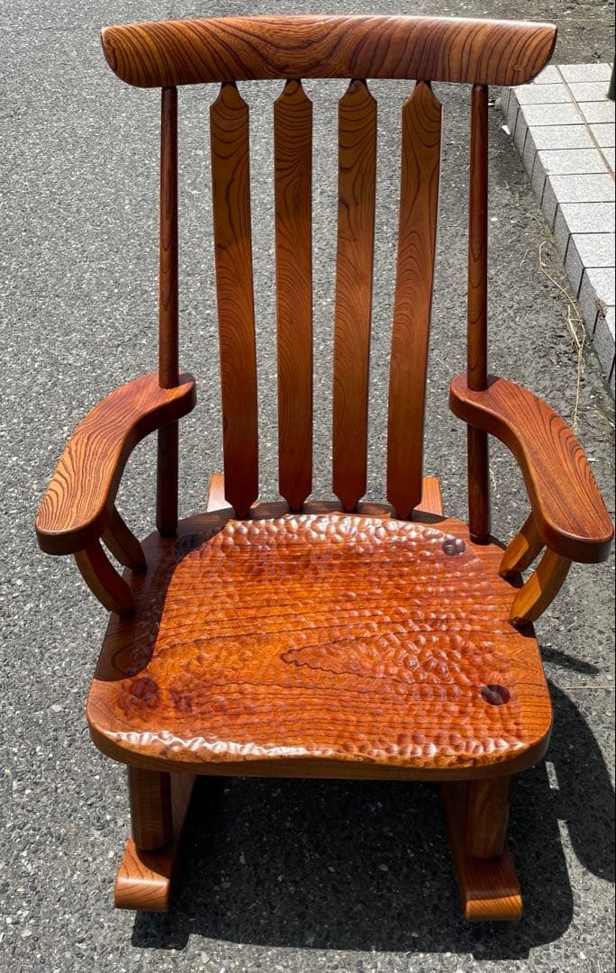 希少　無垢材　天然木　和　ロッキングチェア　リラックスチェア　アームチェア