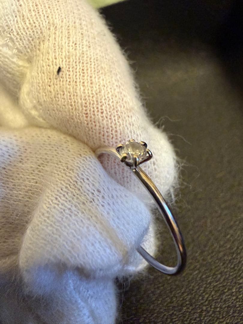 ダイヤモンドリング　0.1ct K10WG ホワイトゴールド　11号