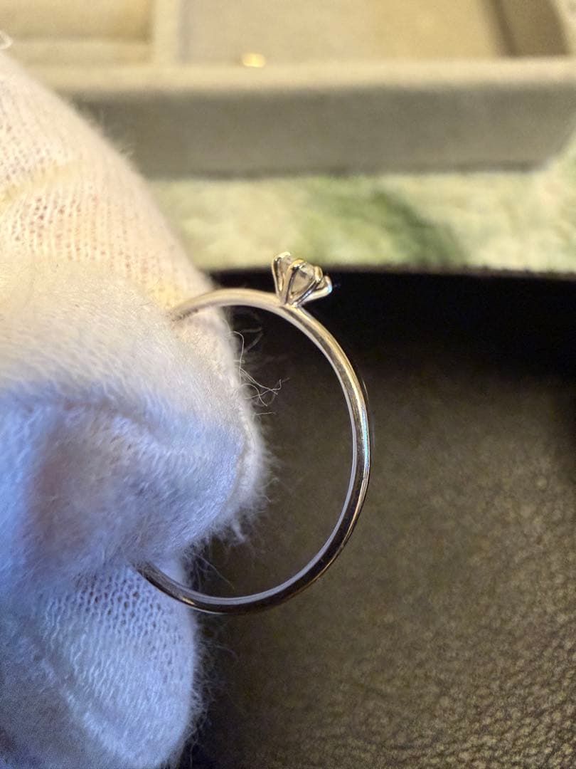 ダイヤモンドリング　0.1ct K10WG ホワイトゴールド　11号