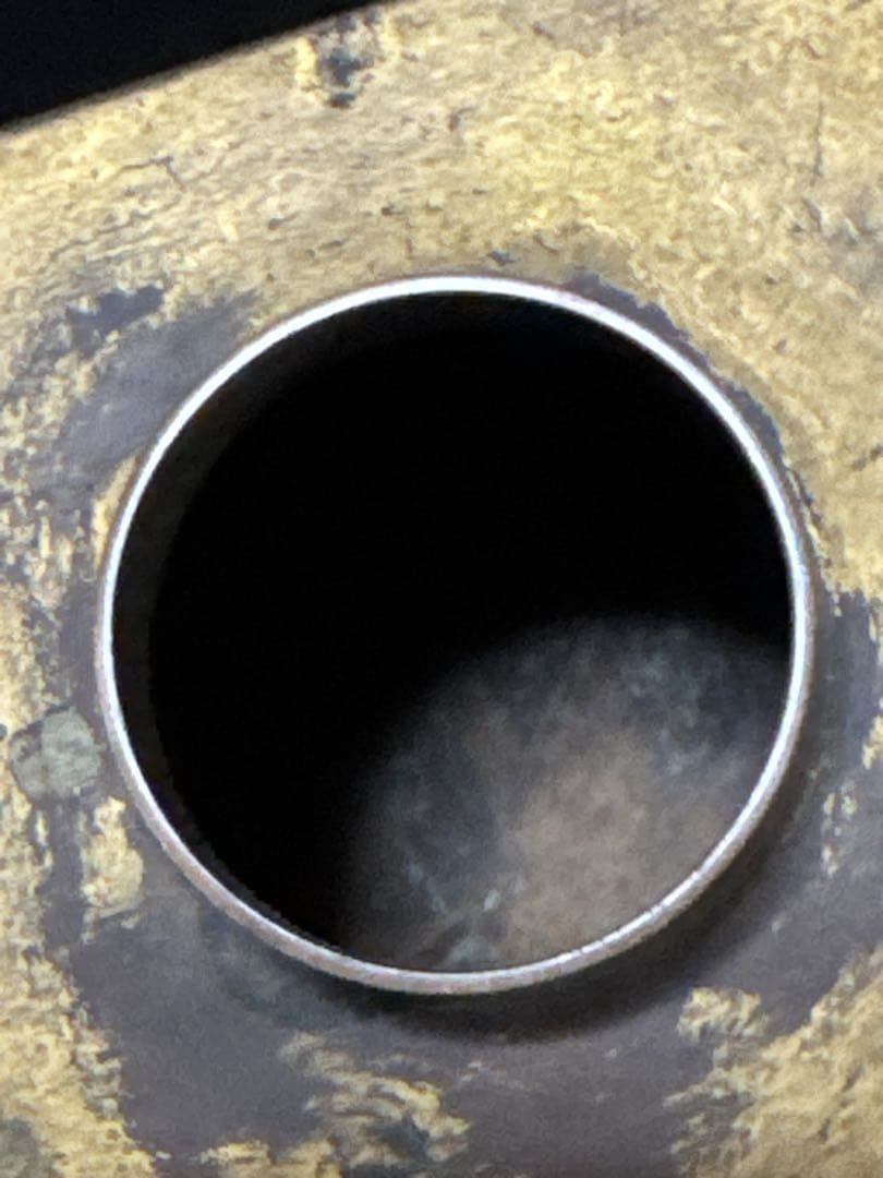 極上 平安 金星堂 造 古銅製 鍍金草華紋 四方型 茶壷 茶入 桐箱付