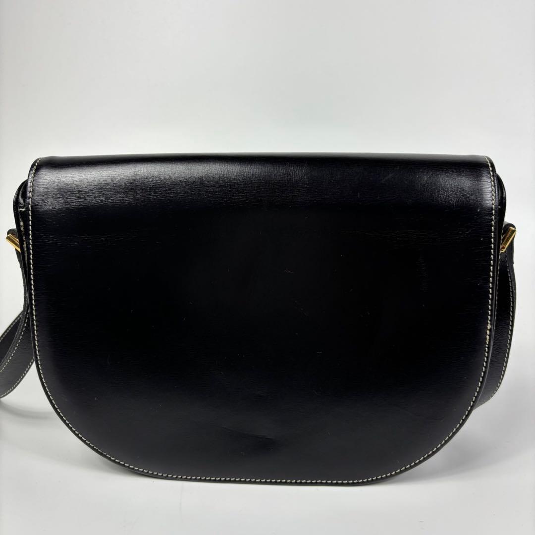 専用ディオール ショルダーバッグ CD金具 ステッチ ポシェット レザー 黒