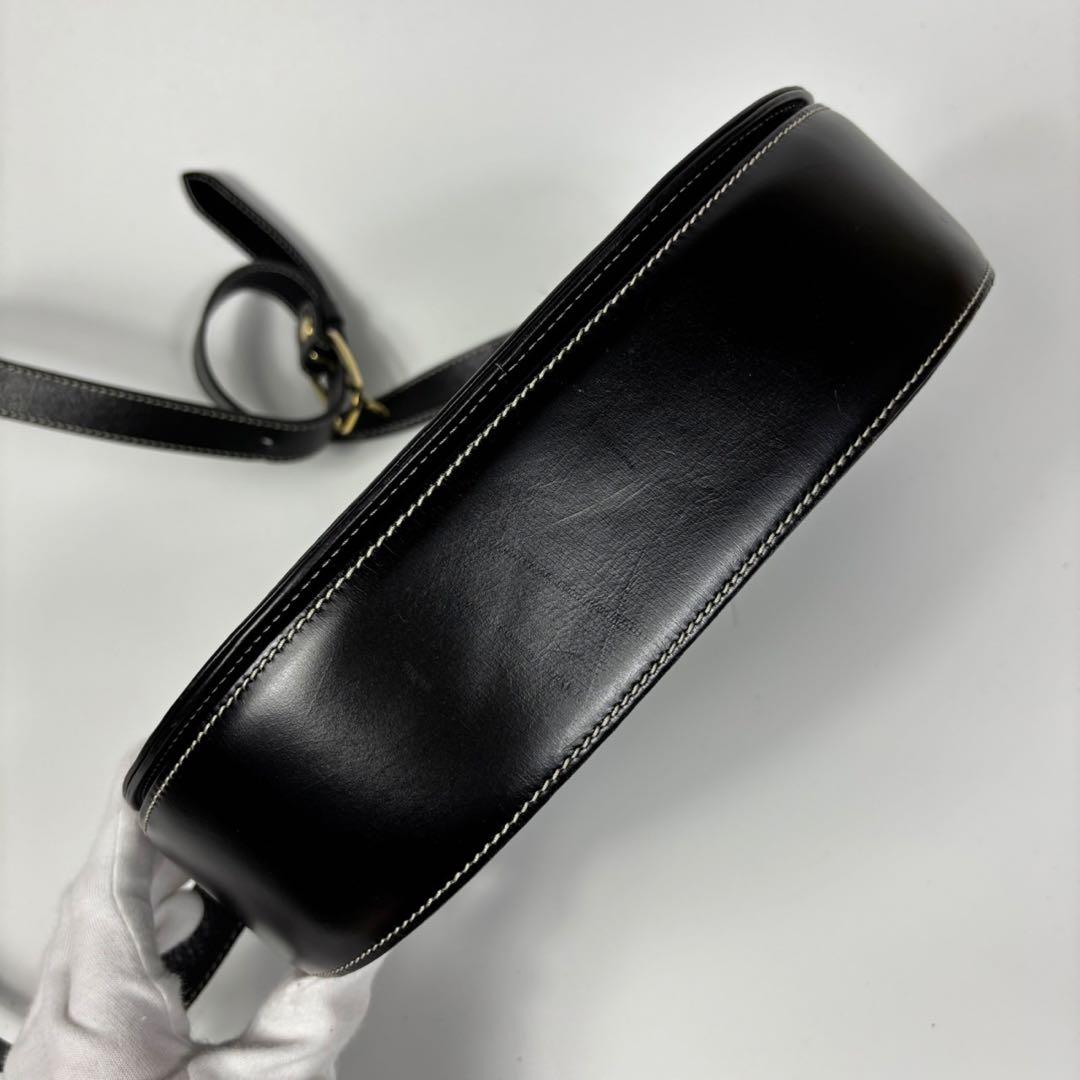 専用ディオール ショルダーバッグ CD金具 ステッチ ポシェット レザー 黒