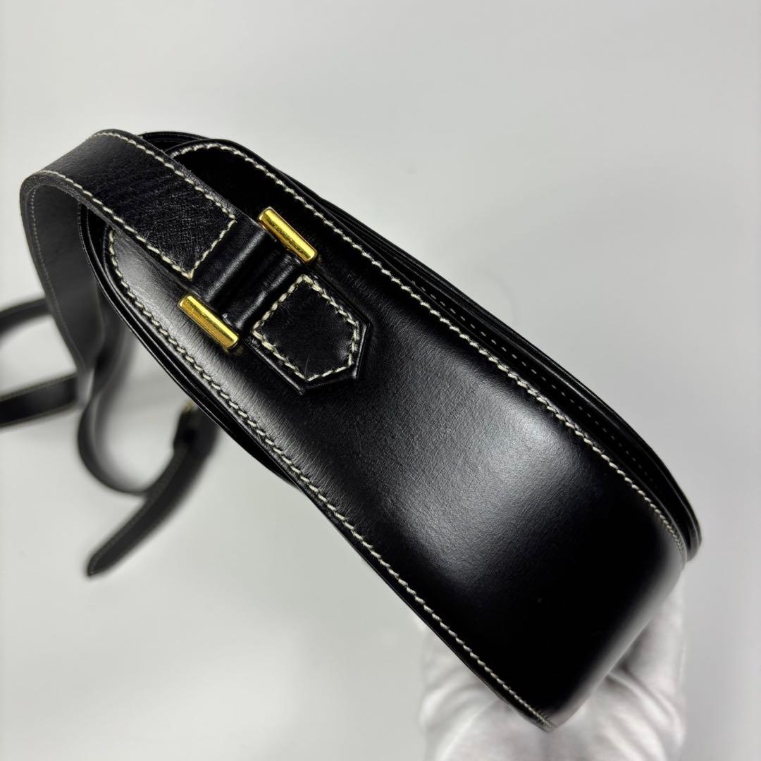 専用ディオール ショルダーバッグ CD金具 ステッチ ポシェット レザー 黒