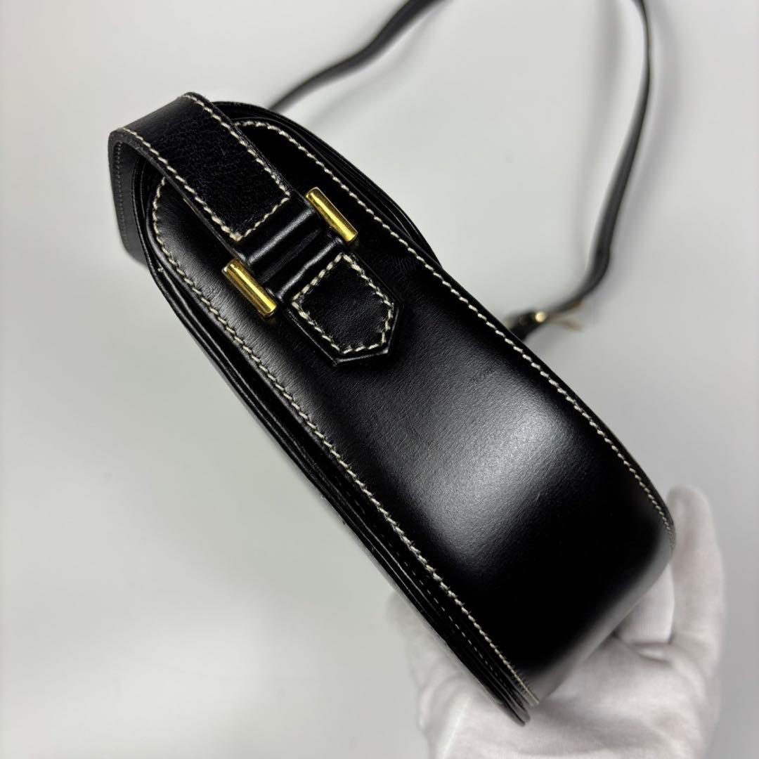 専用ディオール ショルダーバッグ CD金具 ステッチ ポシェット レザー 黒