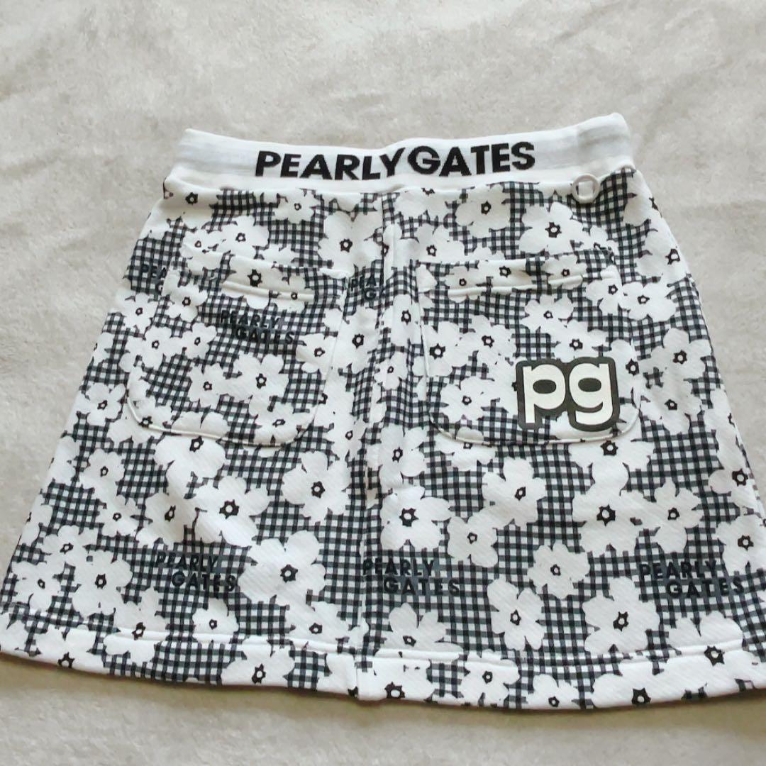 未使用級　パーリーゲイツ セットアップ　パーカー　スカート　チェック　花柄　裏毛