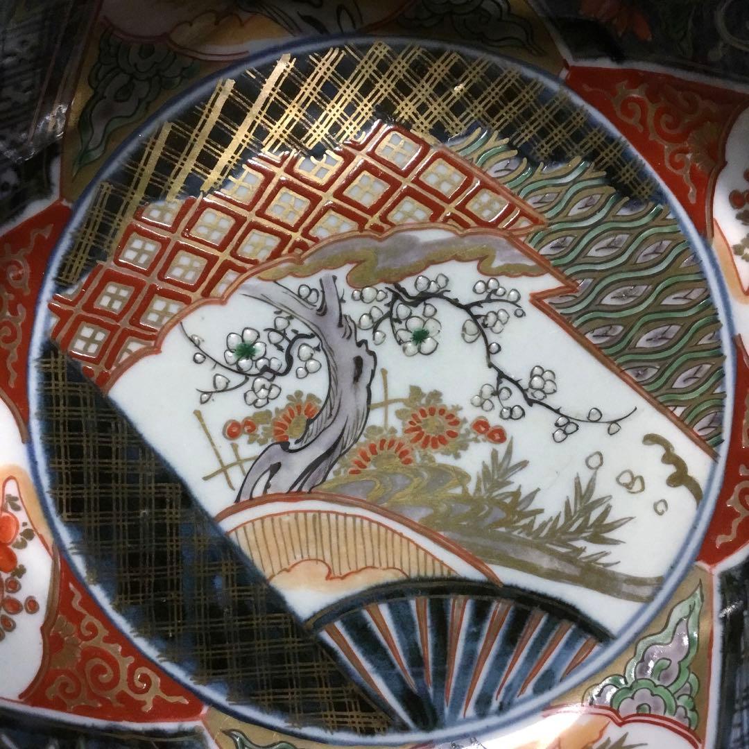 伊万里焼 色絵 草花紋様 八角 八寸深鉢 /骨董/時代物