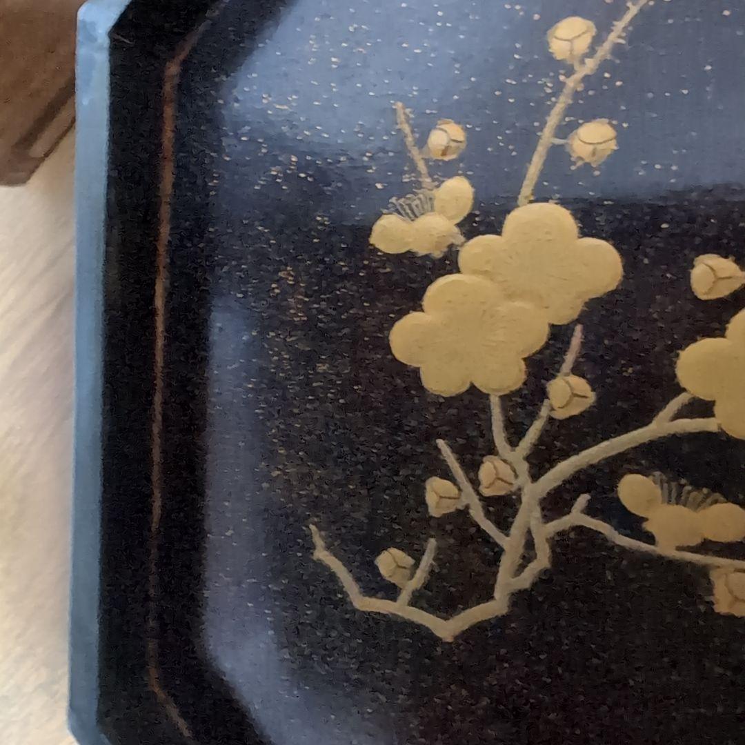 蒔絵絵梨地八角形硯箱　漆器 文箱 金箔装飾