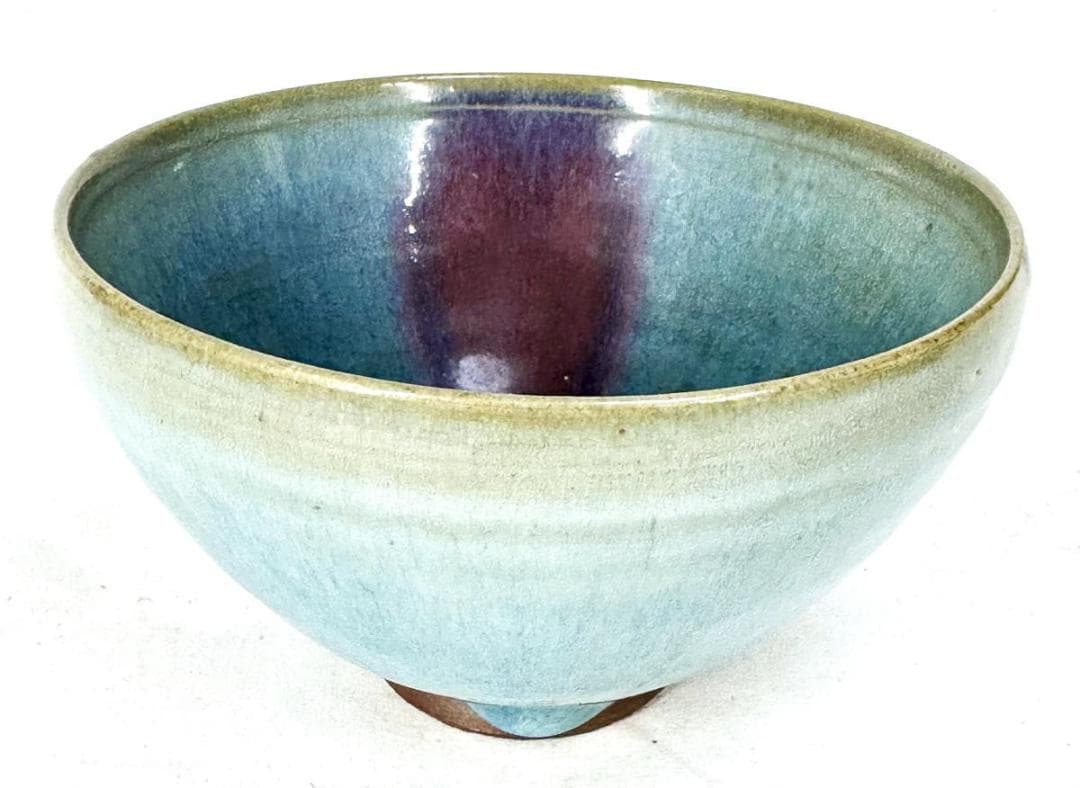 鈞窯 窯変紫斑釉茶碗 五大名窯 中国古玩 唐物 茶道具 骨董 WWTT383