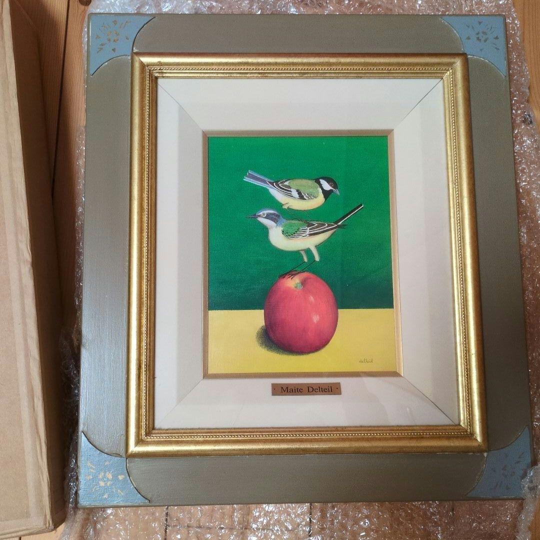 マイテ　デルテイユ 【林檎と鳥】 1999年作　額サイズ約40×45