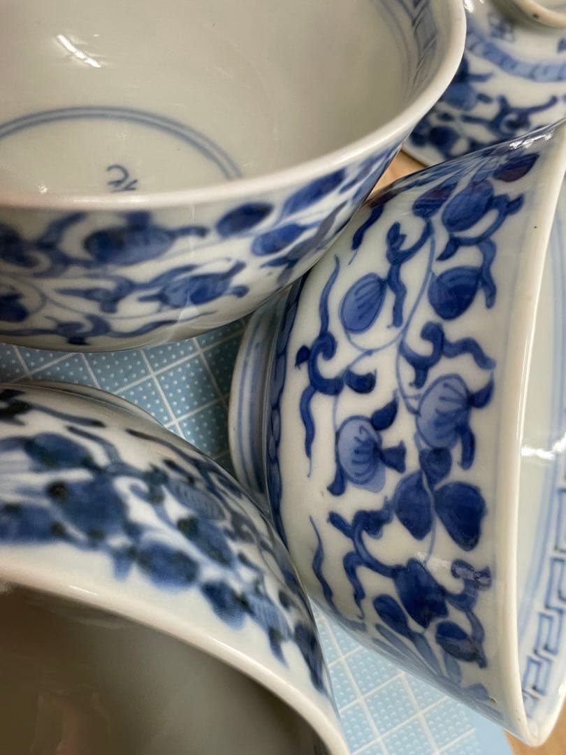 茶碗　3客セット【m735 骨董　或化年製 染付 磁器 古美術 レア　成化年製】