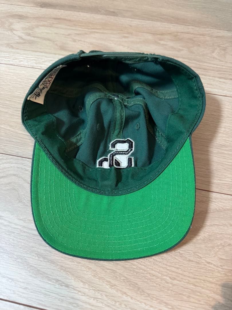 90s USA製 OLD STUSSY SGロゴ 6パネルキャップ グリーン