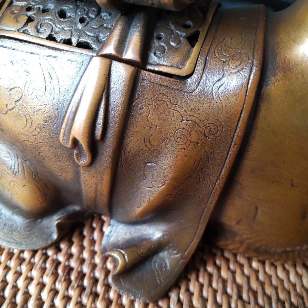 アンティーク！高岡銅器！金工師宗信造 蝋型 銅製鹿香炉！経年美品！