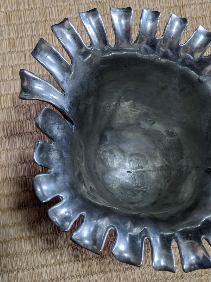 ♦西洋ヴィンテージ 純錫製フラワーベース 花器 花活け 美術工芸 骨董