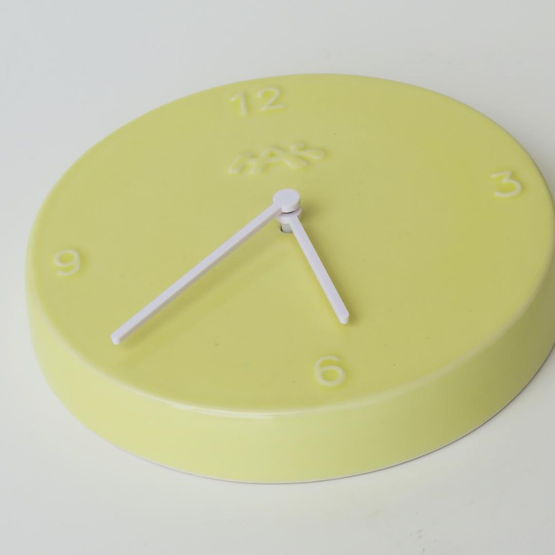 デンマーク kahlerケーラー ORA 陶器 掛時計 イエロー 北欧インテリア