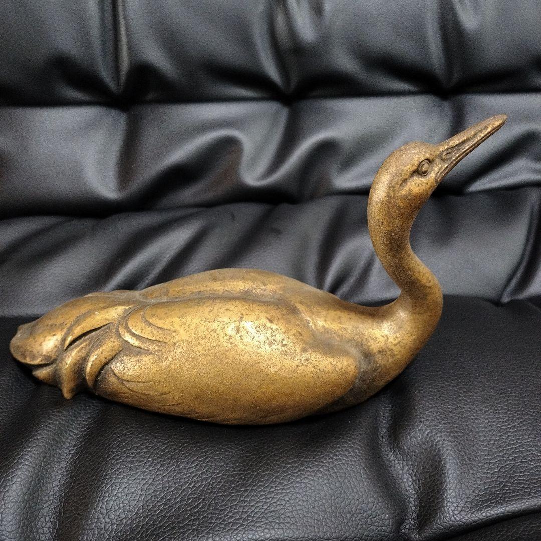 永田 永寿 鶴 ブロンズ像 銅器 アンティーク　骨董