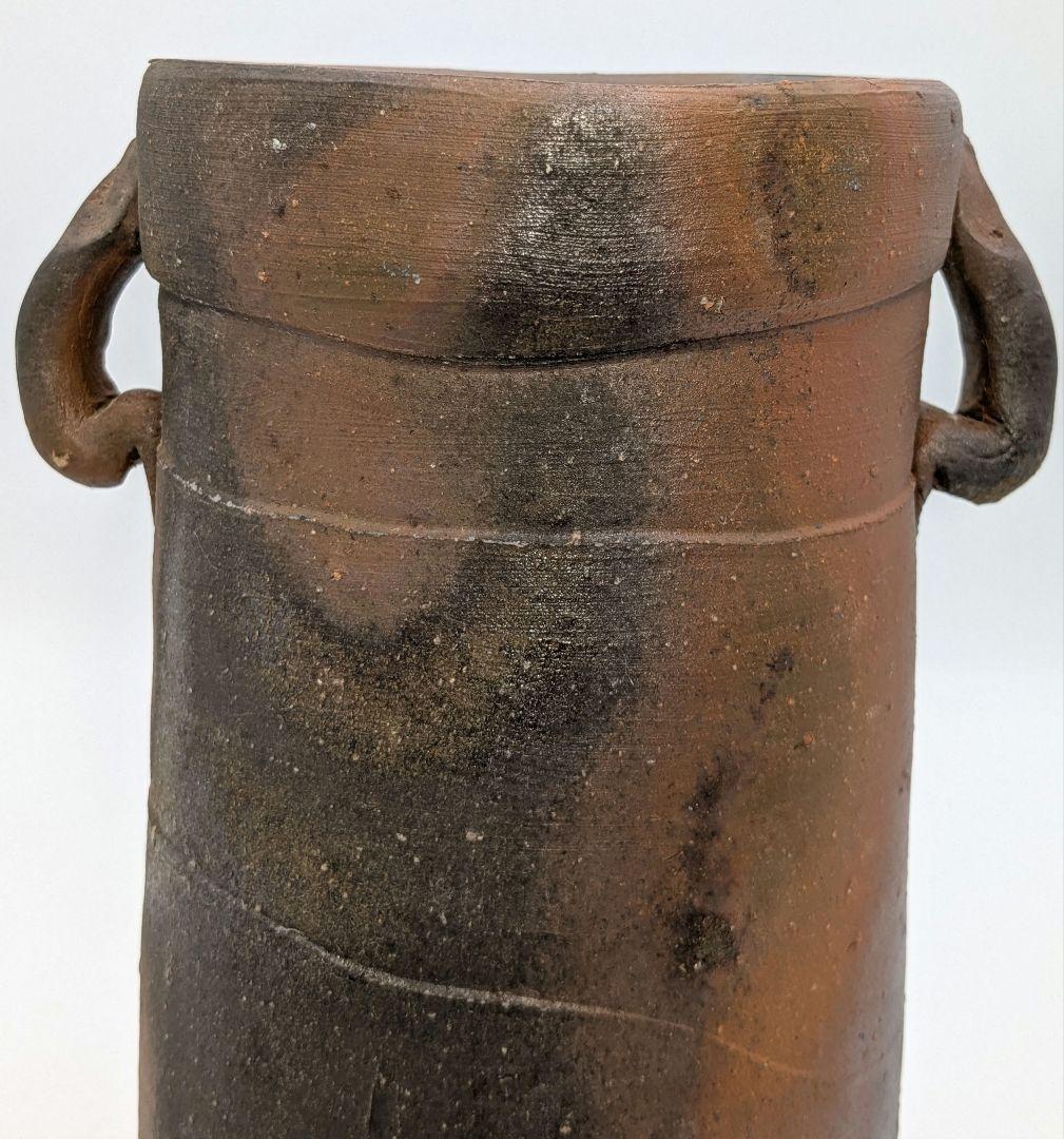 中村眞 備前焼 耳付花入 共箱共布 花瓶 花器 フラワーベース 中村真 華道具