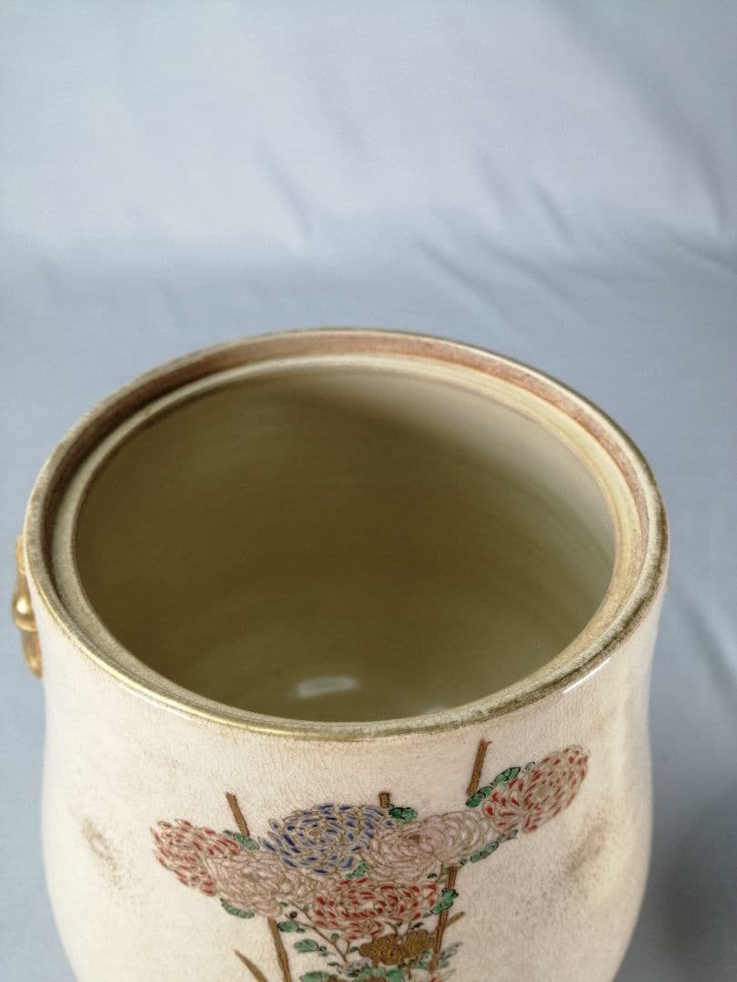 【茶事具】薩摩焼秋草絵水指　水指414