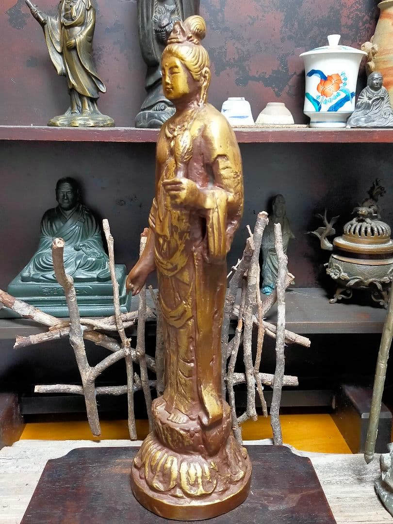 ♥値下げ！北村西望　観音像　３７ｃｍ　観音様　ブロンズ像　仏像　骨董　古玩