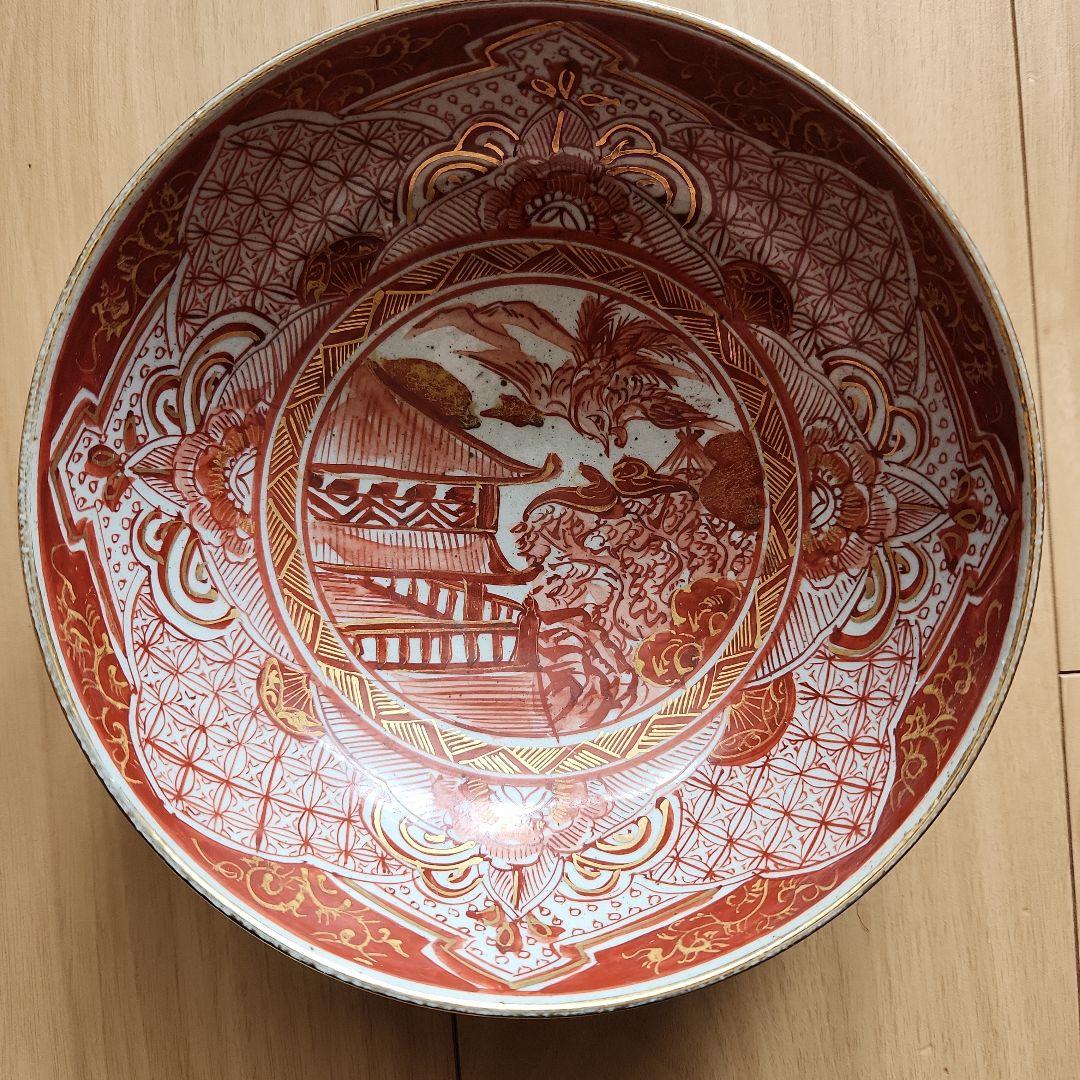 九谷金彩赤絵鳳凰楼閣文様三重鉢