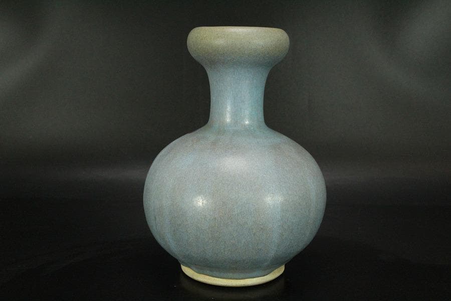 中国美術 紫斑釉 天球瓶 高17.5cm(LC124)