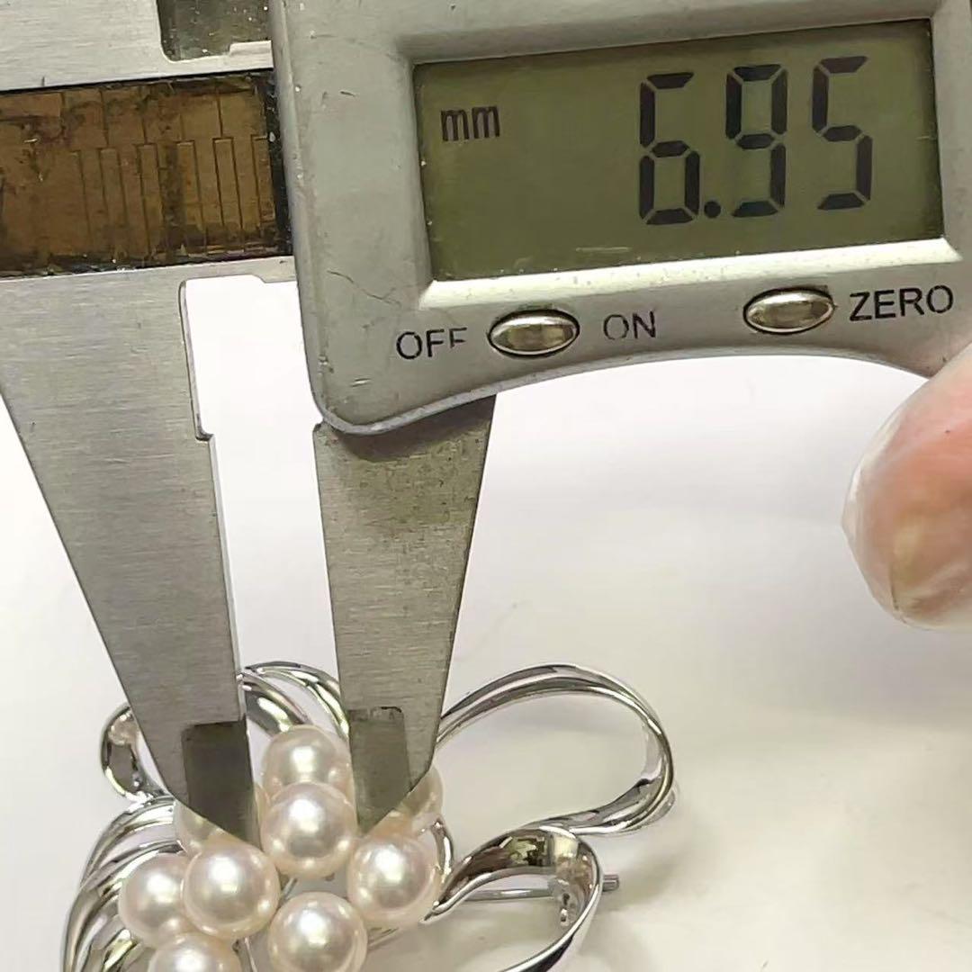 本真珠 あこや真珠 7珠 パール SILVER刻印 ブローチ 和装小物