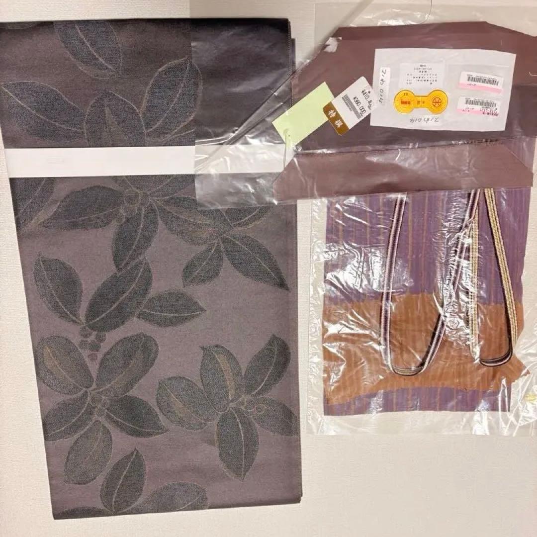 西陣織 澤屋重兵衛 濃い紫色の葉模様日本製