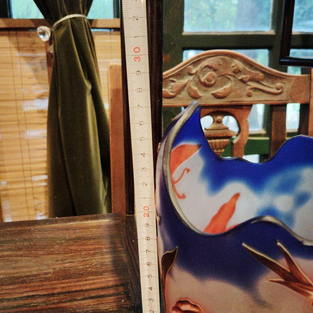 手描きガラス花瓶 蝶と木の葉