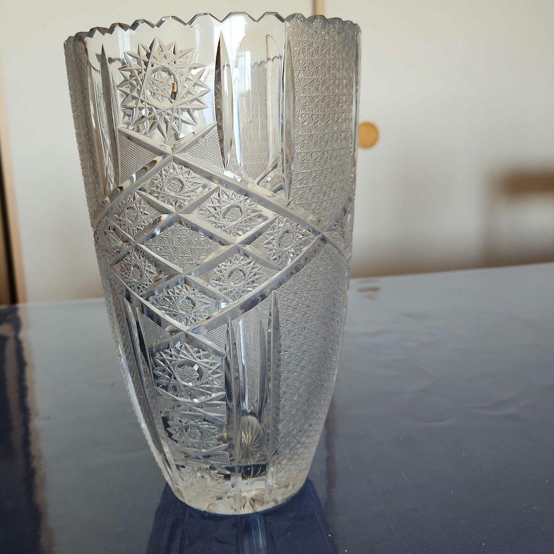 カットクリスタル 花瓶 　クリスタルグラス　レトロ　花瓶