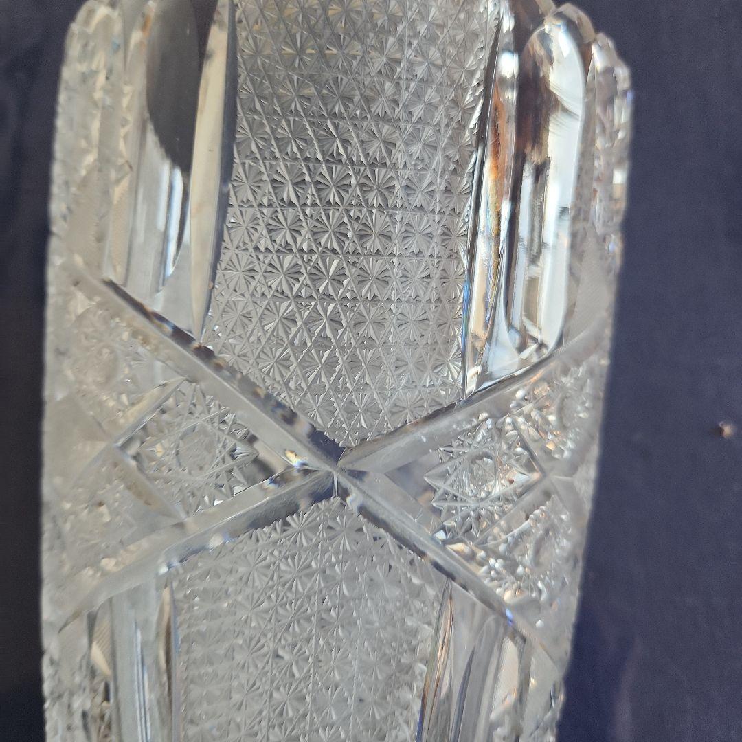 カットクリスタル 花瓶 　クリスタルグラス　レトロ　花瓶