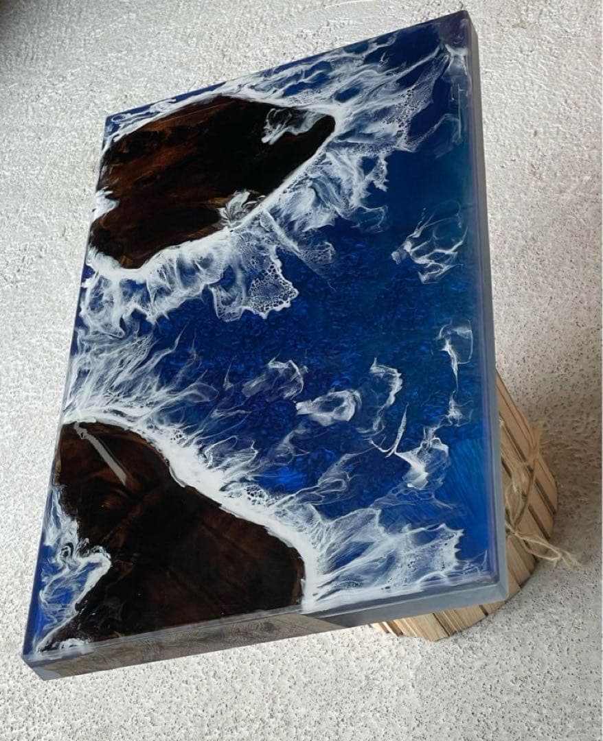 No.218　希少価値　屋久杉　神代杉　オーシャンアート　レジンテーブル