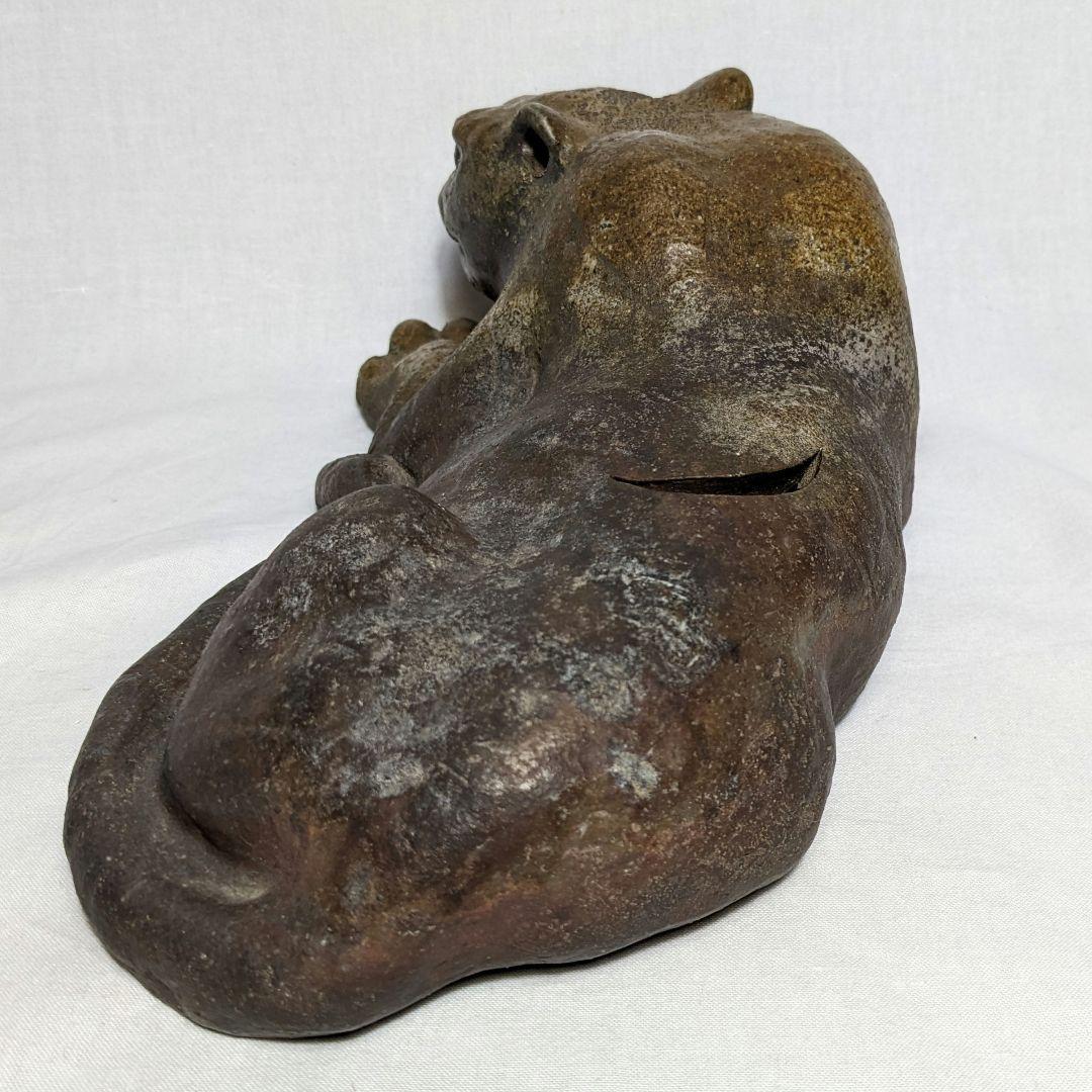 岡山県重要無形文化財 浦上善次 備前焼 甲寅 共箱共布 伏せ香炉 置物 虎 トラ