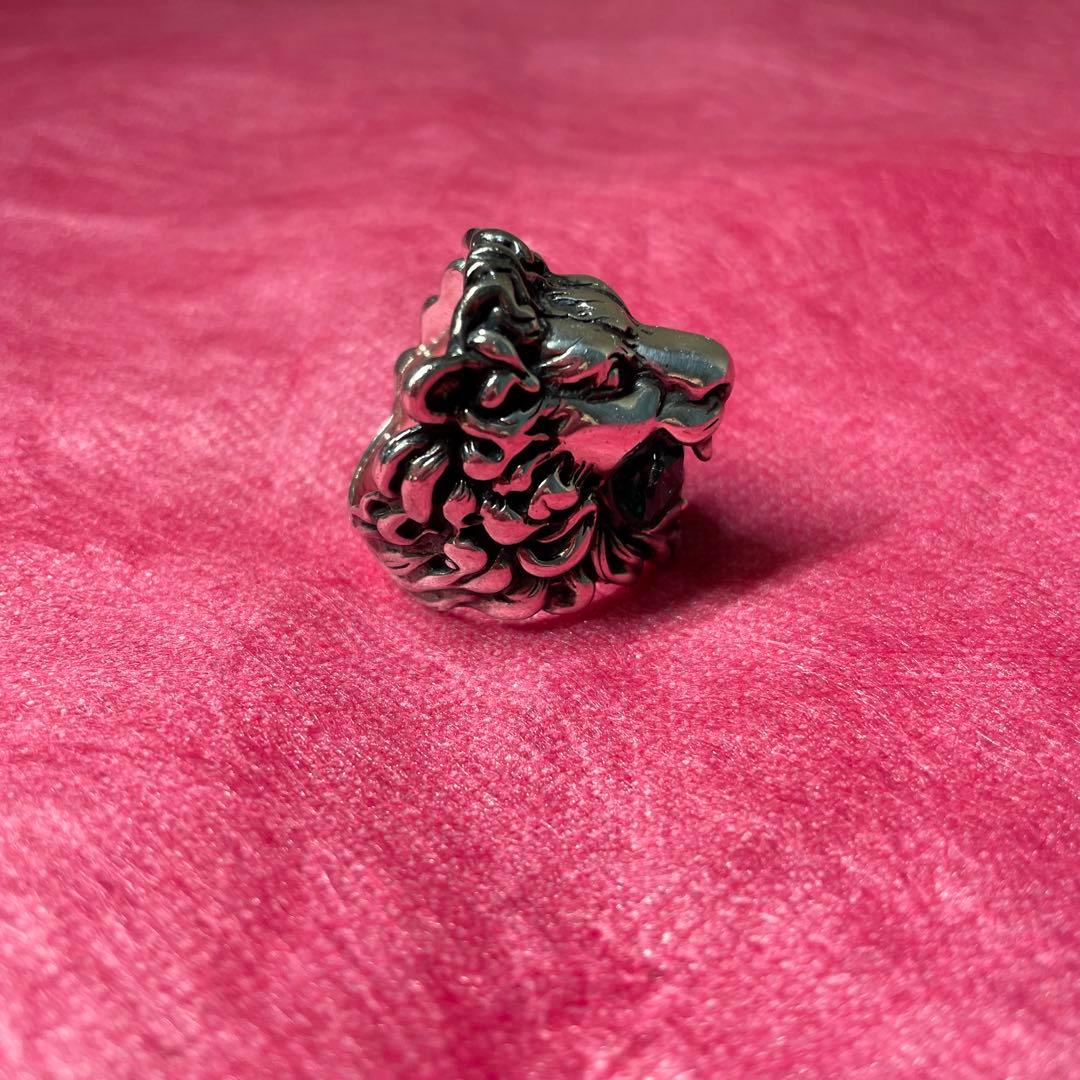 GUCCI リング 16号 ライオン クリスタル シルバー